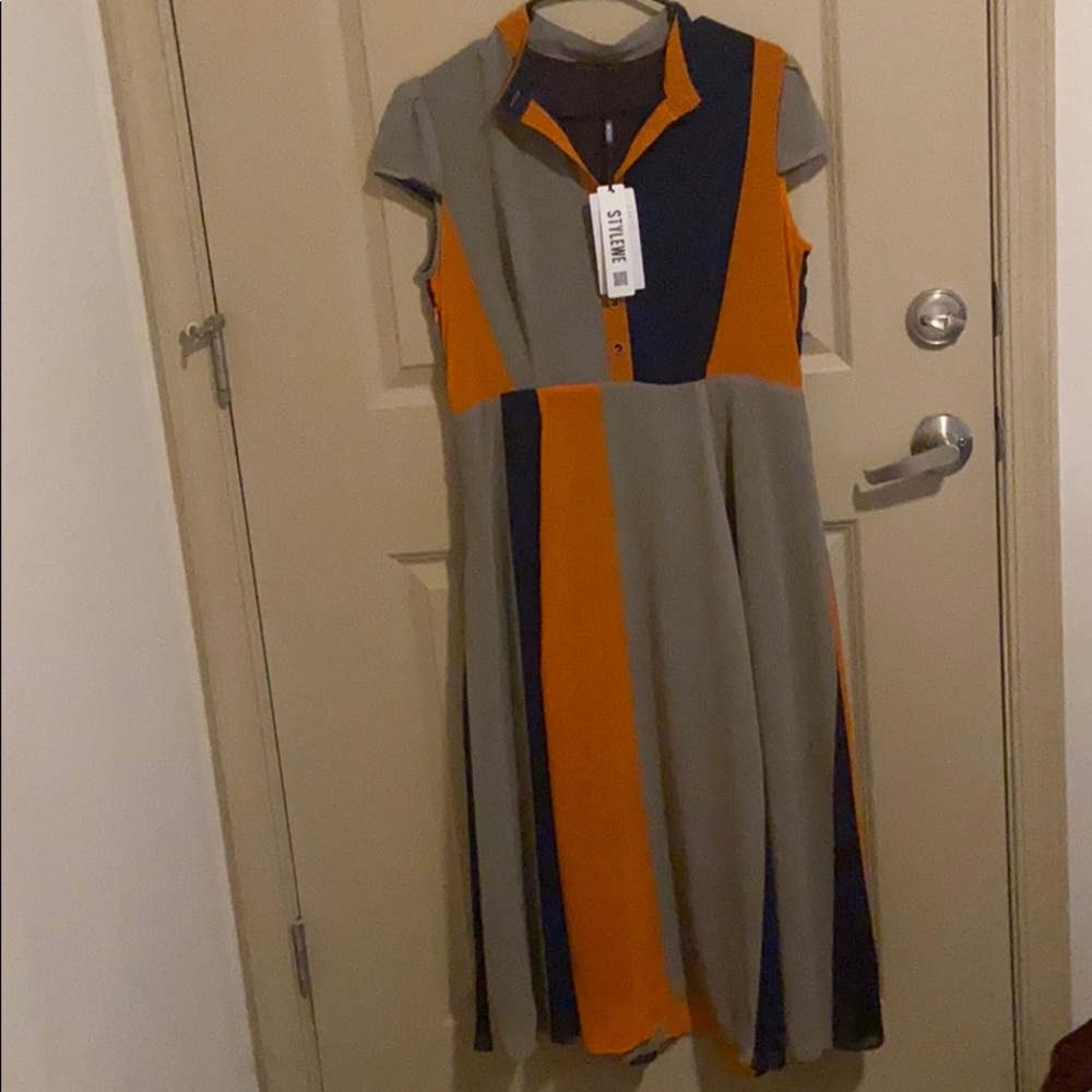 Striped midi length dress